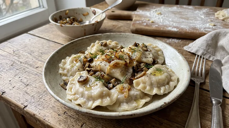 Dumplings with potato and mushroom stuffing