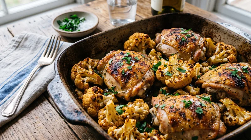 Baked chicken with cauliflower