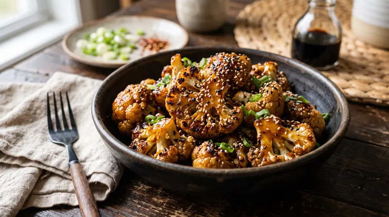Baked cauliflower in teriyaki sioux