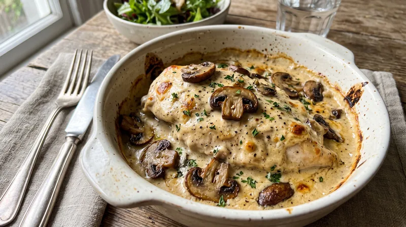 Turkey fillet in sour cream and mushroom sauce