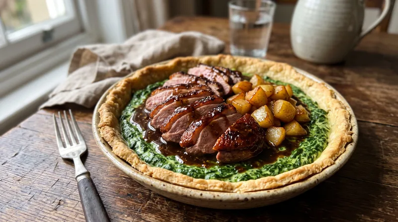 Duck roast meat with pears
